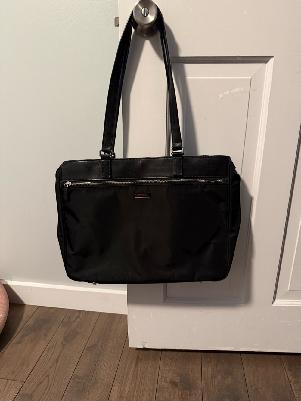 Tumi Black Ballistic Nylon & Leather Trim Business Laptop Tote Bag w Dust Bag